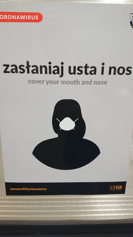 Plakat z hasłem „Zasłaniaj usta i nos”